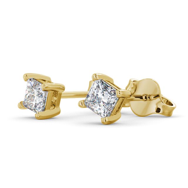 Certified 1 CT Princess Cut EF VS/SI Lab Grown Diamond Stud Women's Earrings 925 Sterling Silver With Vermeil Gold